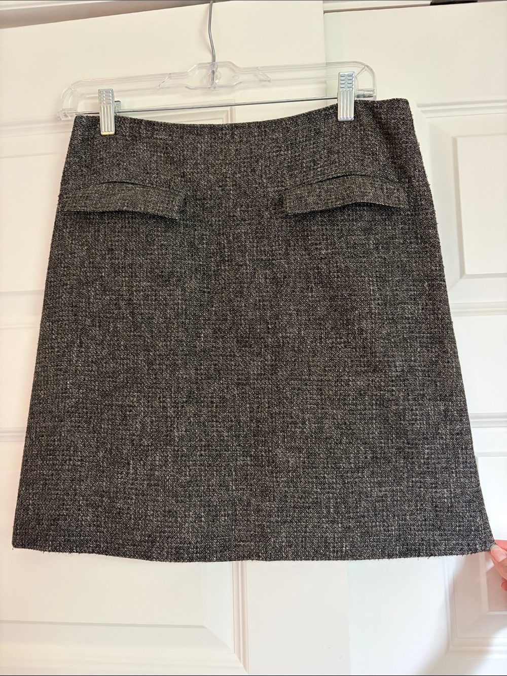 Ann Taylor Charcoal Tweed Mini Skirt with Flap Pockets